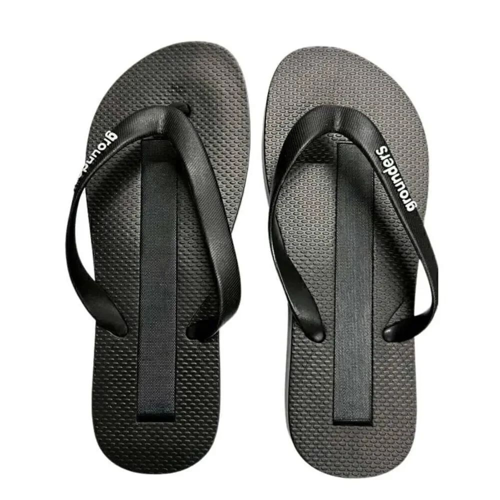 EARTHING GROUNDERS BLACK GROUNDING FLIP FLOPS SANDALS MENS SIZE 10 EUR 43 44 NEW
